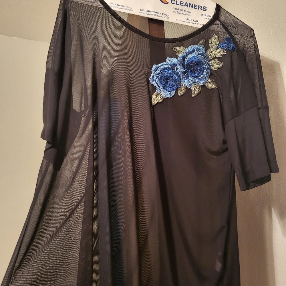 Sheer black floral shirt